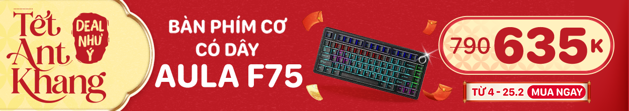 BÀN PHÍM CƠ CÓ DÂY AULA F75 ĐEN RED SWITCH